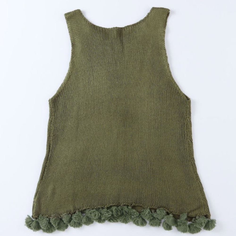 Tasseled Crochet Knit Tank - Picture 6 of 12